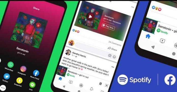Facebook users can now enjoy Spotify music from within the app