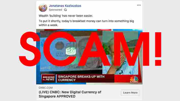 Scammers target Facebook users with sponsored ads for fake cryptocurrencies
